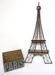 Parisian Themed Decorative Items - Eiffel Tower Metal Wall Sculpture And File Sorter, Letter Box