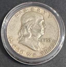 1953-S Benjamin Franklin Silver Half Dollar