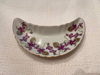 Mitterteich Bavarian Porcelain Trinket Dish With Violet Pattern