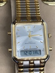 Superb Vintage ELGIN Men's Analog/ Digital Wristwatch- New Old Stock With Original Box