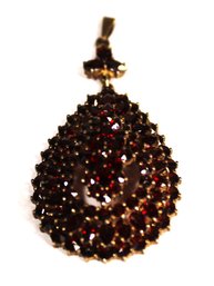 Large Antique Victorian Gilt Silver Bohemian Garnet Pendant