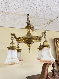 Brass And Cameo Glass 4 Lite Chandelier