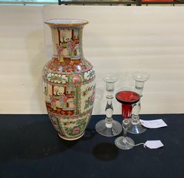 Large Vase And Candlesticks