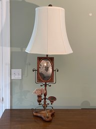 Vintage Lamp With Picture Frame Mirror Stand And Vase