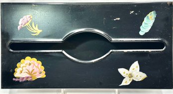 Vintage Black Metal Floral Tollware Wall Mountable Tissue Box