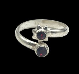 Sterling Silver Garnet Color Stone Wrap Ring, Size 4