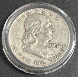 1957-D Benjamin Franklin Silver Half Dollar