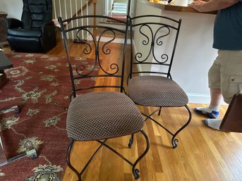 Pair Of Metal Side Upholstered Chairs