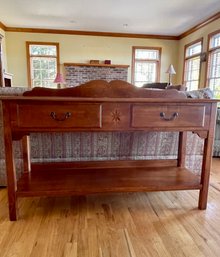 Ethan Allen American Colonial Maple Two Tier Console / Sideboard / Buffet With Two Drawers