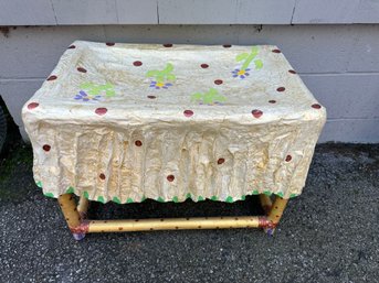 Vintage Folk Art Retro Paper Mache Hand Painted Funky Side Table