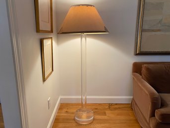 Lucite Floor Lamp With Designer Hand Painted Paper Shade (2/2)