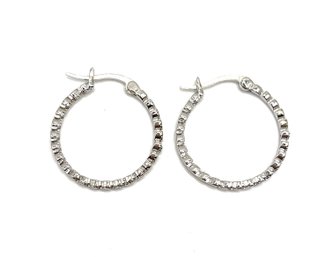 Designer SPB Sparkly Silver Plated Hoop Earrings