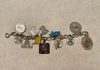 1980s Travel Destination Silver Charm Bracelet