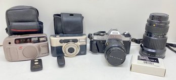Vintage Cameras: Pentax, Minolta, Konica With Remote Control & Pentax Zoom Lens