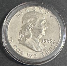 1963-D Benjamin Franklin Silver Half Dollar