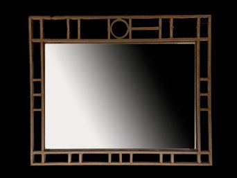 Fantastic Large Wall Mirror With A Geometric Design Flanking The Border