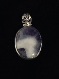 Sterling Silver Stone Gem Pendant 528