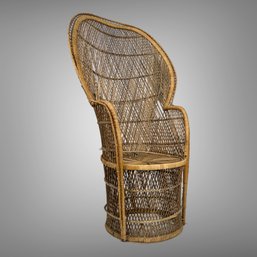 Vintage Rattan Peacock Throne Chair Boho Chic