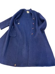 On Trend On The Streets Of NYC Long Mohair Coat In Royal Blue Size Large