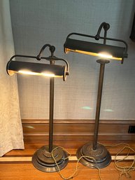 Pair Of  Vintage Brass Adjustable Floor Lamps - Lots Of Patina