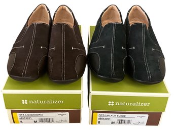 Naturalizer Fitz Casual Womens Shoes Black & Brown Suede - Size 8M - (2) Pairs - Appear New