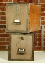 Pair Of Antique Art Deco Greek Key Safe Deposit Boxes