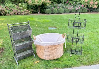 Large Basket, Metal Wall Wire Organizer And Free Standing Basket Organizer