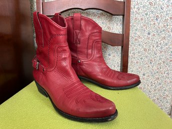 Franco Sarto Red Leather Cowboy Boots