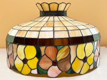 A Vintage Stained Glass Chandelier, Pansy Patter, C. 1970's