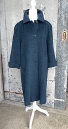 Woman's Italian Made Pure Virgin Wool Stadium Coat In Teal Italian Size 45- Lot 2