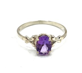 Gorgeous Designer Sterling Silver Amethyst Color Stone Ring, Size 8.9