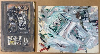 Pair Of Original Acrylic Abstracts On Artist Board (1) Signed Alton S Tobey