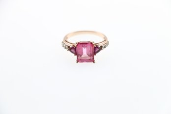 Sterling Silver Pink Topaz Ring Size 8