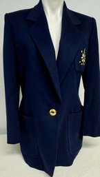 A Vintage ESCADA Wool & Cashmere Womens Blue Blazer Size 42