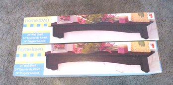 Pair Of Brown New In Box Wall Shelves 2 Foot