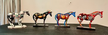 Lot Of Four Assorted Numbered Glazed Ceramic Painter Ponies - Note Chip In Ear