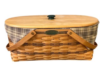 Longaberger Large Vintage 1999 Generosity Picnic Basket With Lid, Liner & Organizer