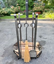 Fireplace Tool Set, Log Holder And Carrying Bag