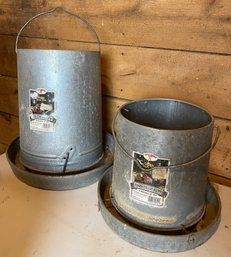 Two Hanging Poultry Feeders