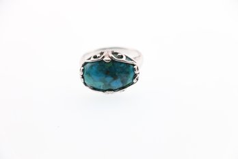 Sterling Silver Ring With Blue Stonie Size 8.75