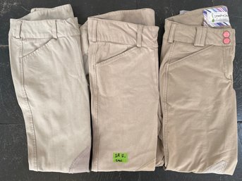 3 Pairs Tan Riding Breeches/pants. Womens Size 24R  2 Dover Brand, 1 Symphony By Tredstep