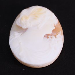 Antique Victorian Hand Carved Hell Cameo Of Woman 1 1/2' Tall