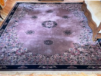 A Vintage Asian Area Rug - Grand Shades Of Purple And Blue