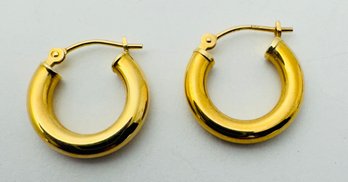 14K GOLD ROUND HOOP EARRINGS