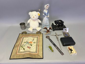 Lot Of Interesting Smalls Including Lladro, Steiff Bear, And Ceramic Eagle
