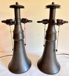 Pair Solid Copper Table Lamps By Mica Lamp Co.
