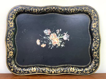 An Antique Tole Painted Metal Tray