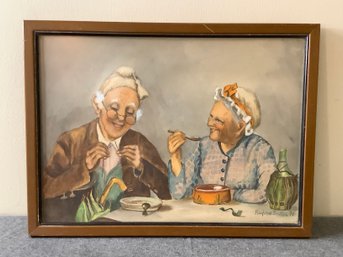 Rufina Sexton Signed Painting Of Women Sewing