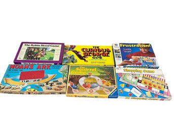 Vintage Board Game Lot Including The Robin Hood Game, The Squirrel Game, Noahs Ark, Shopping Game & More