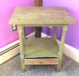 Green Painted Wood Side Table